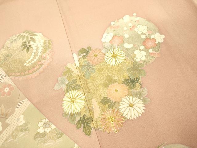 平和屋着物●豪華色留袖　駒刺繍　草花丸文　金彩　正絹　逸品　DABJ6931du