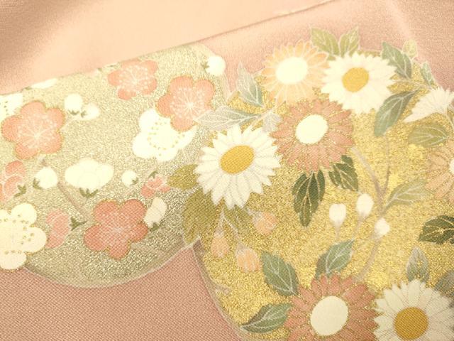 平和屋着物●豪華色留袖　駒刺繍　草花丸文　金彩　正絹　逸品　DABJ6931du