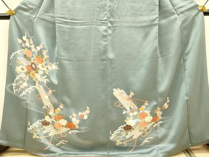 平和屋着物●訪問着　立波花筏文　金彩　正絹　逸品　DABJ6935du