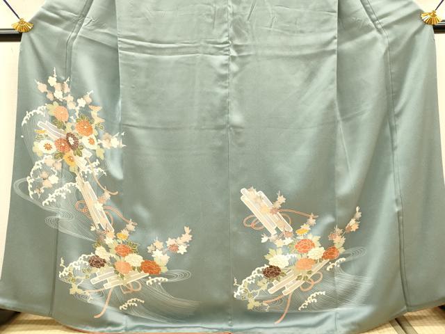 平和屋着物●訪問着　立波花筏文　金彩　正絹　逸品　DABJ6935du