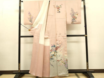 平和屋着物●訪問着　友禅　花鳥文　暈し染め　正絹　逸品　DABJ6937du