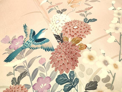 平和屋着物●訪問着　友禅　花鳥文　暈し染め　正絹　逸品　DABJ6937du