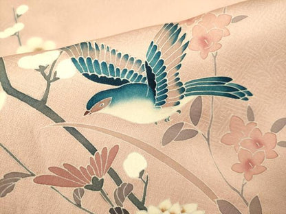 平和屋着物●訪問着　友禅　花鳥文　暈し染め　正絹　逸品　DABJ6937du
