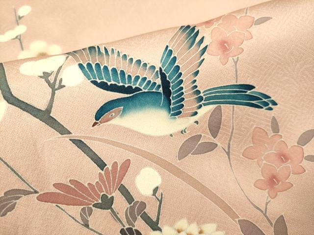 平和屋着物●訪問着　友禅　花鳥文　暈し染め　正絹　逸品　DABJ6937du