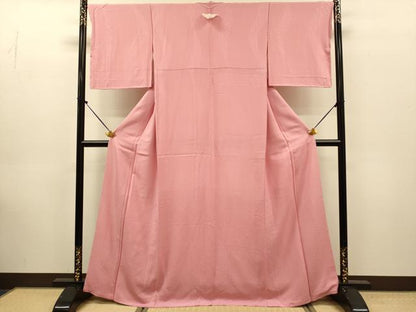 平和屋着物●上質な色無地　七宝地紋　薄紅色　やまと誂製　正絹　逸品　DABJ6944du