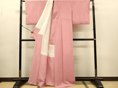 平和屋着物●上質な色無地　七宝地紋　薄紅色　やまと誂製　正絹　逸品　DABJ6944du