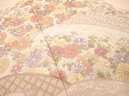 平和屋着物▼中国三大刺繍　スワトウ刺繍　汕頭刺繍　総刺繍　色留袖　流水籬花文　暈し染　正絹　逸品　DABJ7003fe
