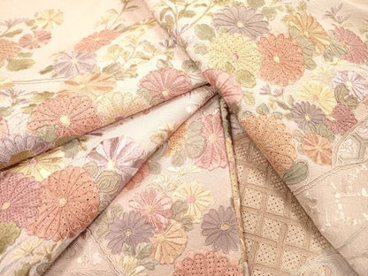 平和屋着物▼中国三大刺繍　スワトウ刺繍　汕頭刺繍　総刺繍　色留袖　流水籬花文　暈し染　正絹　逸品　DABJ7003fe