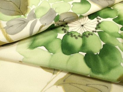 平和屋着物▼上質な小紋　手描き　草花　正絹　逸品　DABJ7006fe