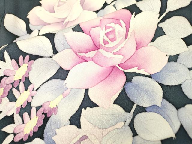 平和屋着物▼訪問着　手描き　草花　正絹　逸品　DABJ7007fe