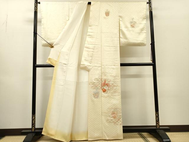 平和屋着物▼中国三大刺繍　相良刺繍　総刺繍　訪問着　駒刺繍　霞仕覆花文　金銀糸　正絹　逸品　未使用　DABJ7011fe
