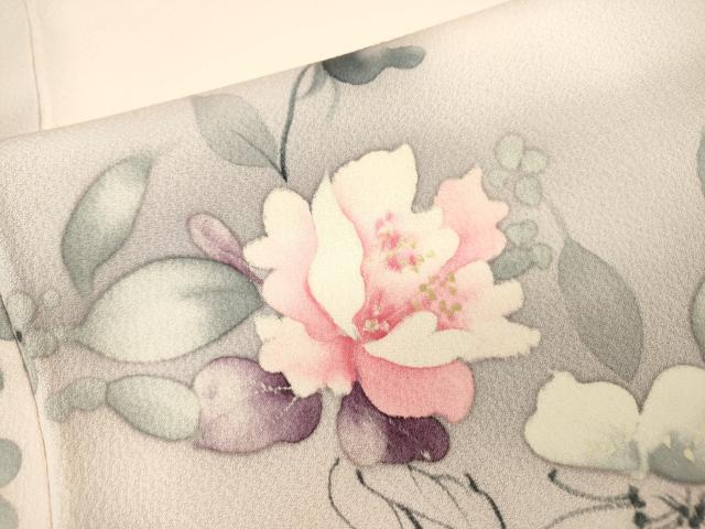 平和屋着物▼訪問着　作家物　手描き　草花　暈し染　正絹　逸品　DABJ7012fe
