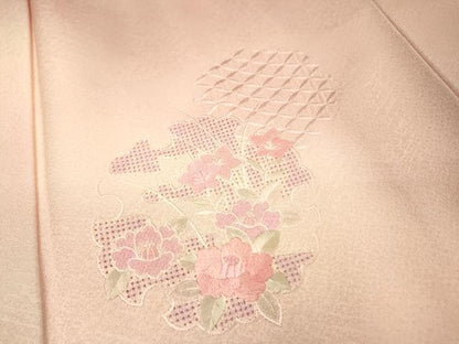 平和屋着物▼中国三大刺繍　スワトウ刺繍　汕頭刺繍　総刺繍　訪問着　雪輪花文　暈し染　正絹　逸品　DABJ7013fe