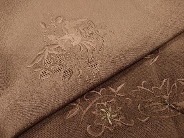 平和屋着物▼中国三大刺繍　スワトウ刺繍　汕頭刺繍　総刺繍　訪問着　鳳凰花唐草文　暈し染　金糸　正絹　逸品　DABJ7022fe