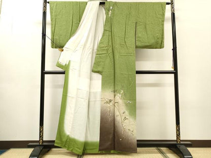 平和屋着物▼訪問着　刺繍　舞蝶花文　暈し染　金銀彩　やまと誂製　正絹　逸品　DABJ7024fe