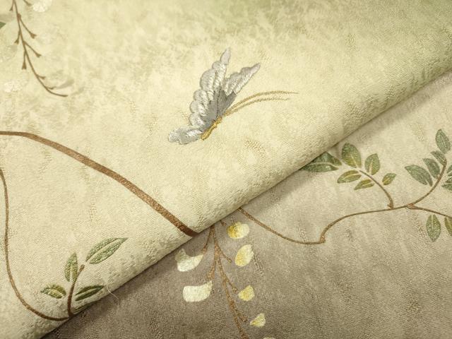 平和屋着物▼訪問着　刺繍　舞蝶花文　暈し染　金銀彩　やまと誂製　正絹　逸品　DABJ7024fe