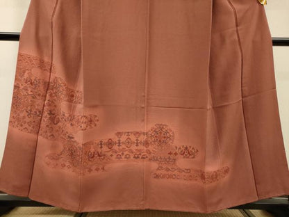 平和屋着物▼訪問着　正倉院向かい鳥花唐草文　暈し染　正絹　逸品　DABJ7031fe
