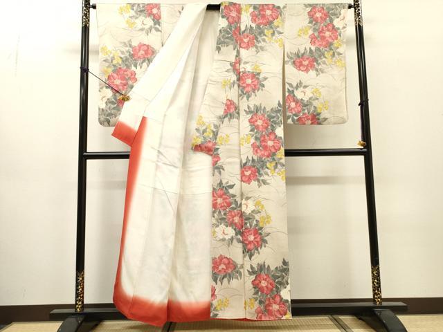 平和屋着物▼上質な小紋　草花　正絹　逸品　DABJ7034fe
