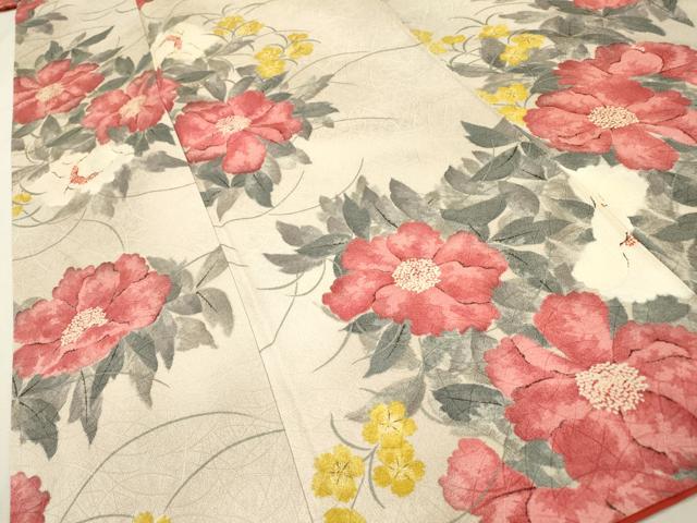 平和屋着物▼上質な小紋　草花　正絹　逸品　DABJ7034fe