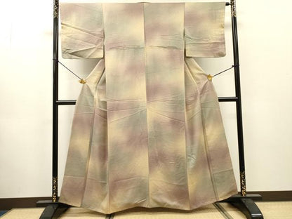 平和屋着物▼上質な小紋　舞花地紋　霞文　暈し染　正絹　逸品　DABJ7036fe