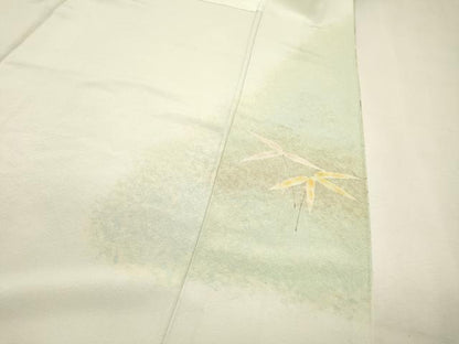 平和屋着物▼訪問着　作家物　手描き　枝花に休み鳥　暈し染　正絹　逸品　DABJ7037fe