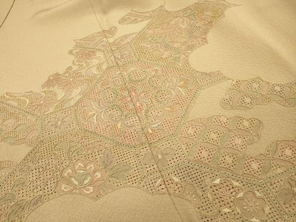 平和屋着物▼中国三大刺繍　スワトウ刺繍　汕頭刺繍　総刺繍　訪問着　蜀江吉祥花文　正絹　逸品　DABJ7040fe