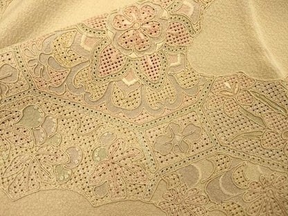 平和屋着物▼中国三大刺繍　スワトウ刺繍　汕頭刺繍　総刺繍　訪問着　蜀江吉祥花文　正絹　逸品　DABJ7040fe