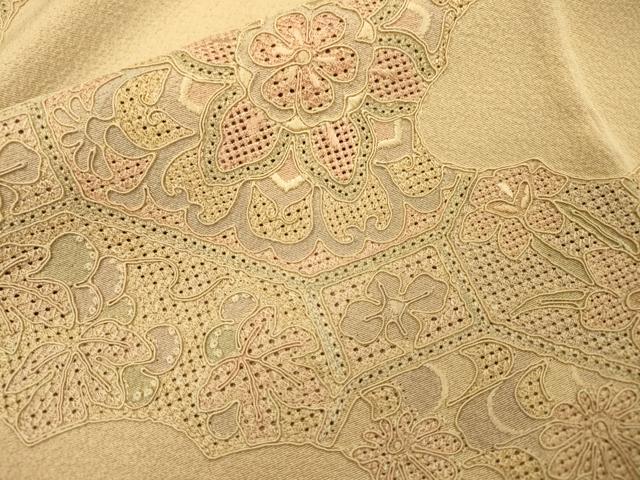 平和屋着物▼中国三大刺繍　スワトウ刺繍　汕頭刺繍　総刺繍　訪問着　蜀江吉祥花文　正絹　逸品　DABJ7040fe