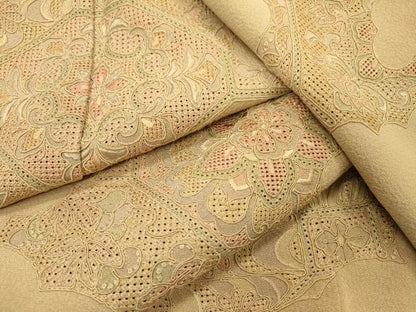 平和屋着物▼中国三大刺繍　スワトウ刺繍　汕頭刺繍　総刺繍　訪問着　蜀江吉祥花文　正絹　逸品　DABJ7040fe