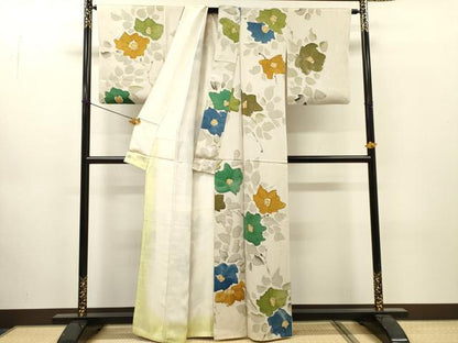 平和屋着物▼上質な小紋　手描き　草花　正絹　逸品　DABJ7041fe