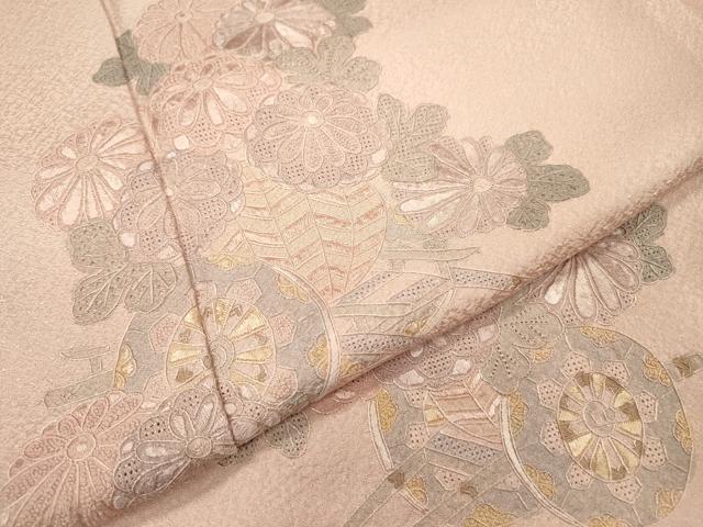 平和屋着物▼中国三大刺繍　スワトウ刺繍　汕頭刺繍　相良刺繍　総刺繍　訪問着　花車文　正絹　逸品　DABJ7047fe