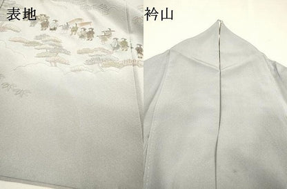 平和屋着物▼訪問着　人物風景飛鶴　暈し染　金糸　正絹　逸品　DABJ7051fe
