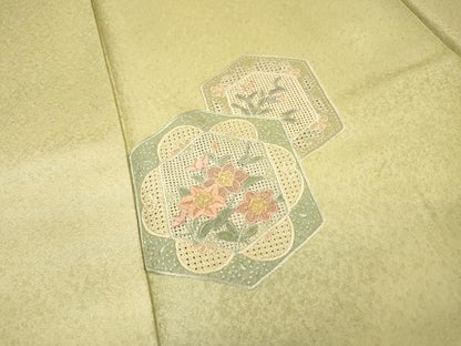 平和屋着物▼中国三大刺繍　スワトウ刺繍　汕頭刺繍　総刺繍　訪問着　亀甲花文　暈し染　正絹　逸品　DABJ7052fe
