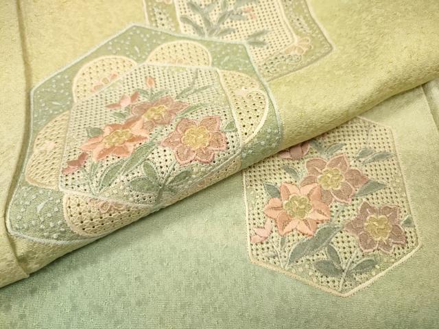 平和屋着物▼中国三大刺繍　スワトウ刺繍　汕頭刺繍　総刺繍　訪問着　亀甲花文　暈し染　正絹　逸品　DABJ7052fe