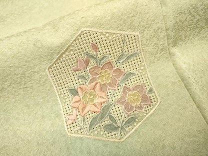 平和屋着物▼中国三大刺繍　スワトウ刺繍　汕頭刺繍　総刺繍　訪問着　亀甲花文　暈し染　正絹　逸品　DABJ7052fe