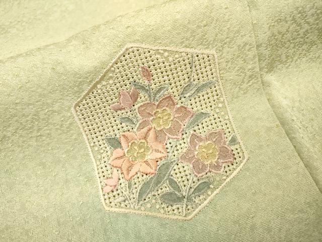 平和屋着物▼中国三大刺繍　スワトウ刺繍　汕頭刺繍　総刺繍　訪問着　亀甲花文　暈し染　正絹　逸品　DABJ7052fe