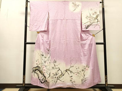 平和屋着物▼訪問着　手描き　枝花　暈し染　金彩　正絹　逸品　DABJ7053fe