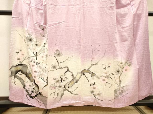 平和屋着物▼訪問着　手描き　枝花　暈し染　金彩　正絹　逸品　DABJ7053fe