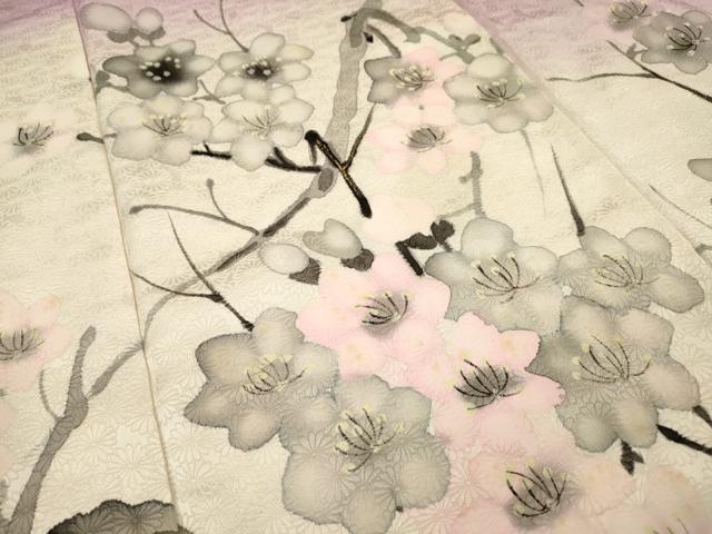 平和屋着物▼訪問着　手描き　枝花　暈し染　金彩　正絹　逸品　DABJ7053fe