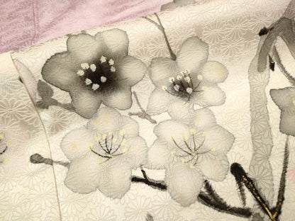 平和屋着物▼訪問着　手描き　枝花　暈し染　金彩　正絹　逸品　DABJ7053fe