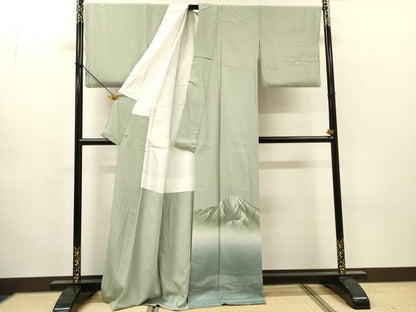 平和屋着物▼日本画家　水嶋征夫　訪問着　遠山風景文　暈し染　さが美扱い　正絹　逸品　DABJ7058fe