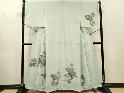 平和屋着物▼訪問着　手描き　枝花　正絹　逸品　DABJ7060fe