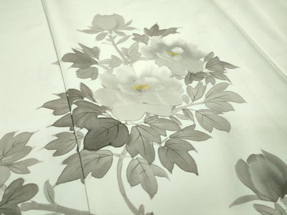 平和屋着物▼訪問着　手描き　枝花　正絹　逸品　DABJ7060fe