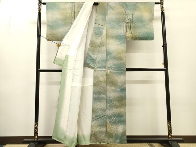 平和屋着物▼上質な小紋　流水文　暈し染　正絹　逸品　DABJ7063fe