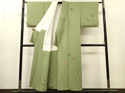 平和屋着物▼訪問着　総刺繍　源氏香花文　金糸　正絹　逸品　DABJ7064fe