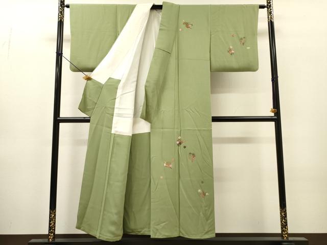 平和屋着物▼訪問着　総刺繍　源氏香花文　金糸　正絹　逸品　DABJ7064fe