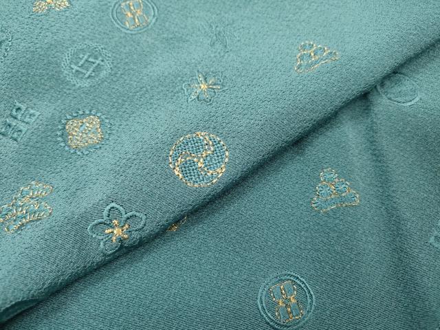平和屋着物▼色留訪問着　総刺繍　吉祥花丸文　金糸　正絹　逸品　未使用　DABJ7069fe