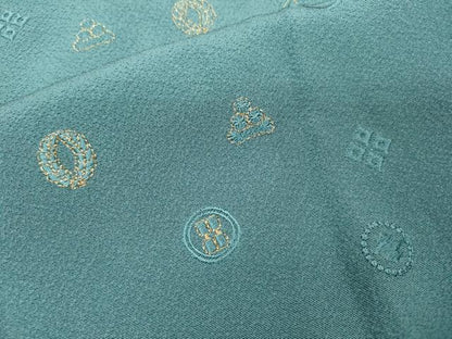 平和屋着物▼色留訪問着　総刺繍　吉祥花丸文　金糸　正絹　逸品　未使用　DABJ7069fe