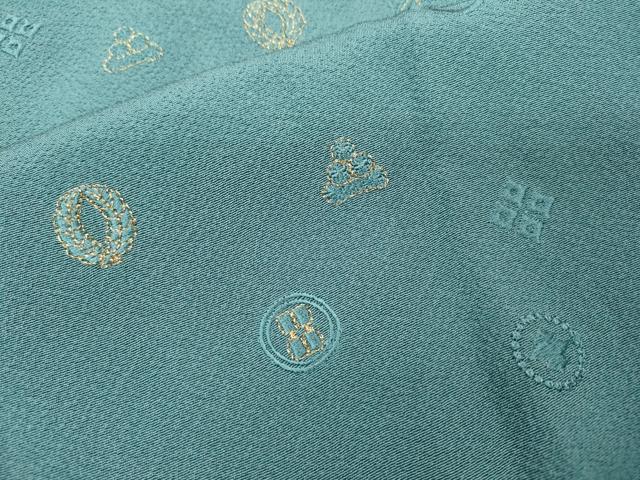 平和屋着物▼色留訪問着　総刺繍　吉祥花丸文　金糸　正絹　逸品　未使用　DABJ7069fe