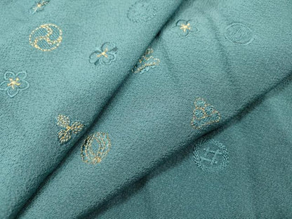 平和屋着物▼色留訪問着　総刺繍　吉祥花丸文　金糸　正絹　逸品　未使用　DABJ7069fe